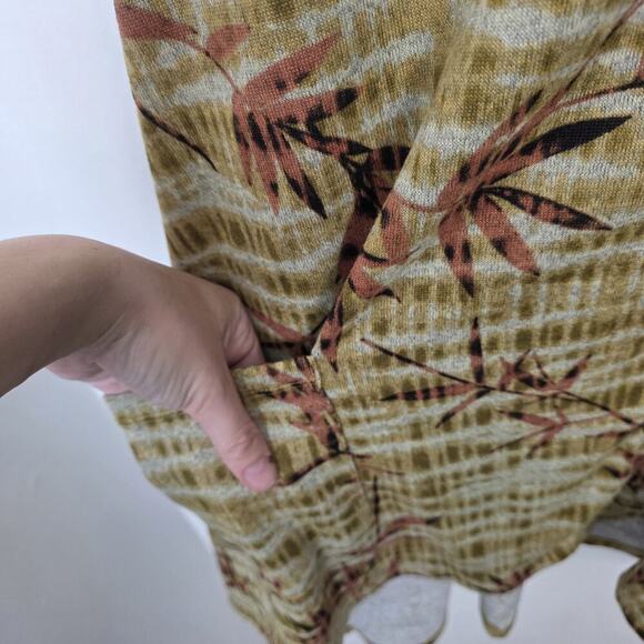 LOGO Lori Goldstein Green Orange Lagenlook Boho Forest Cardigan Size 3X - Picture 9 of 10